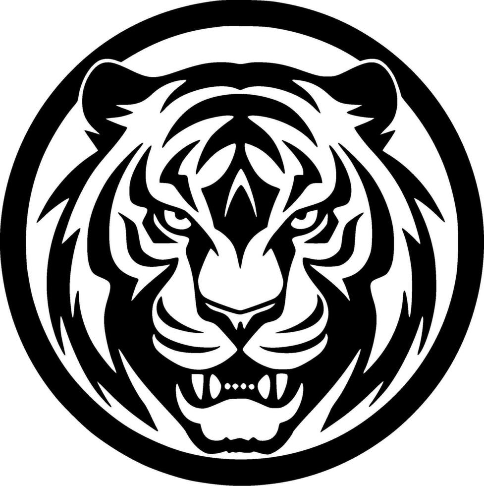 Tiger - Black and White Isolated Icon - Vector illustration