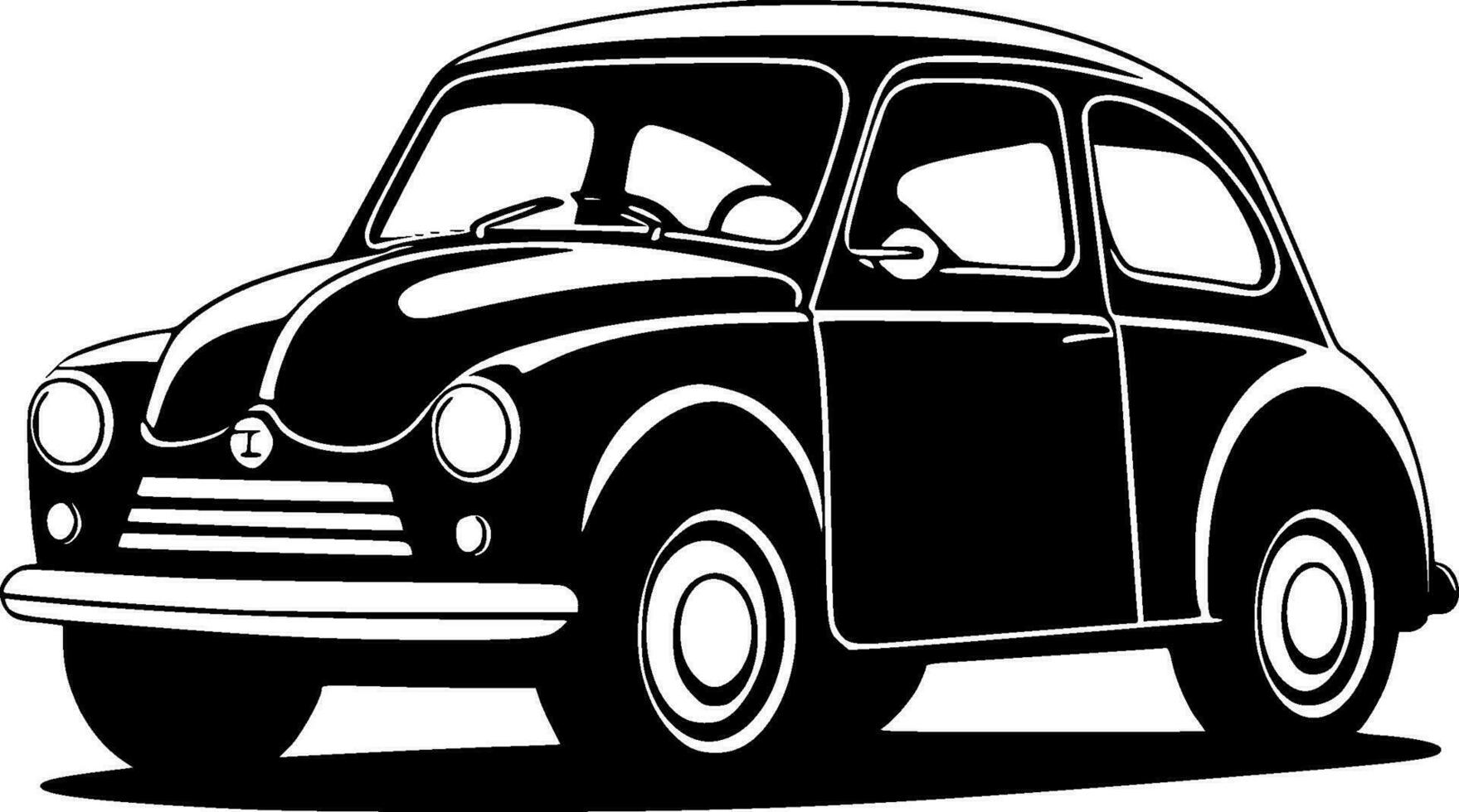 Car - Black and White Isolated Icon - Vector illustration