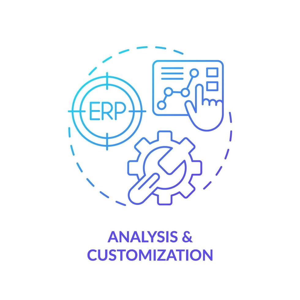 Gradient analysis and customization icon concept, isolated vector, enterprise resource planning thin line illustration. vector