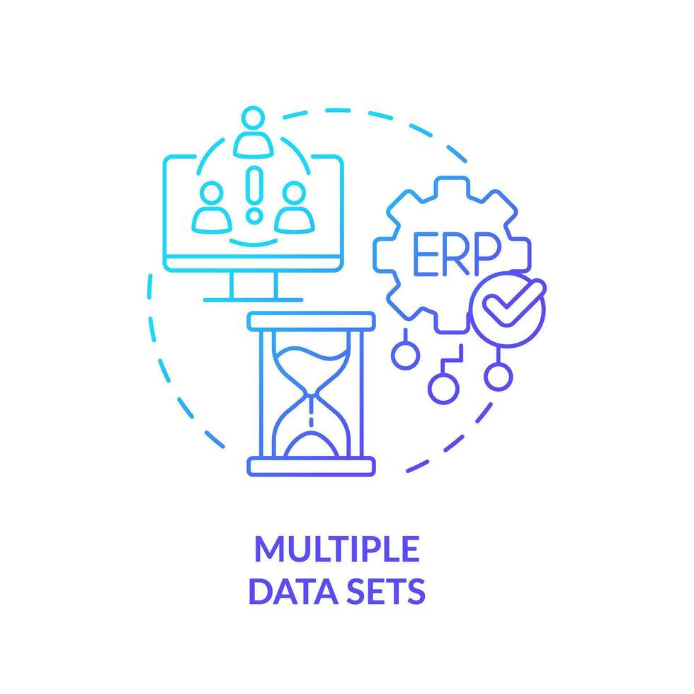 Gradient multiple data sets icon concept, isolated vector, enterprise resource planning thin line illustration. vector