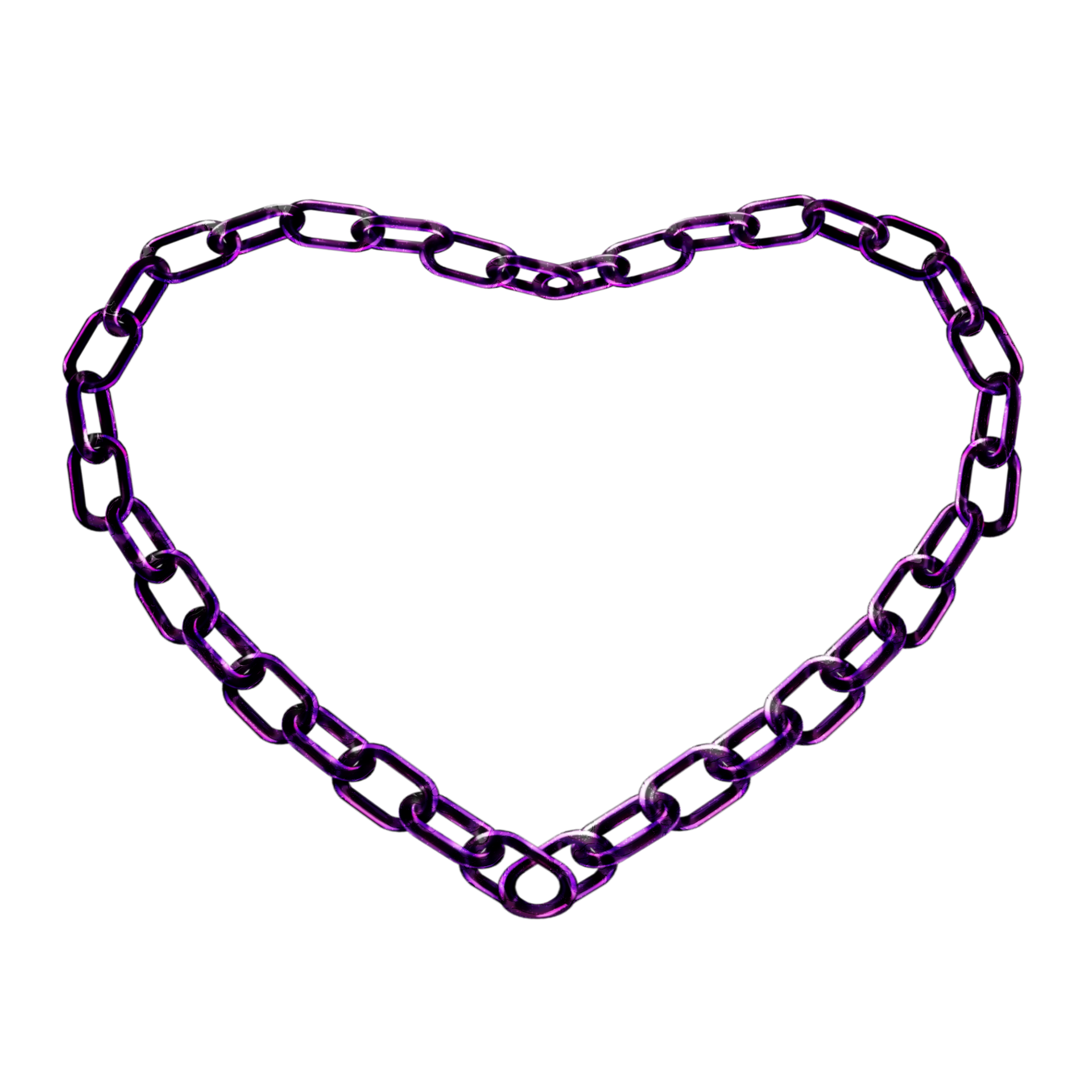 Y2K chain heart frame purple sticker element with chrome effect
