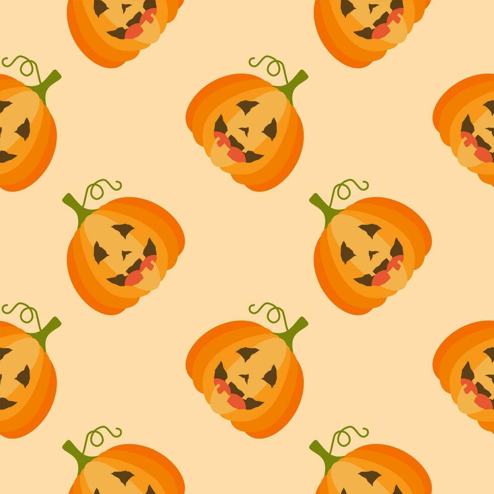 linda naranja Jack-o-lantern Víspera de Todos los Santos calabazas sin costura modelo vector