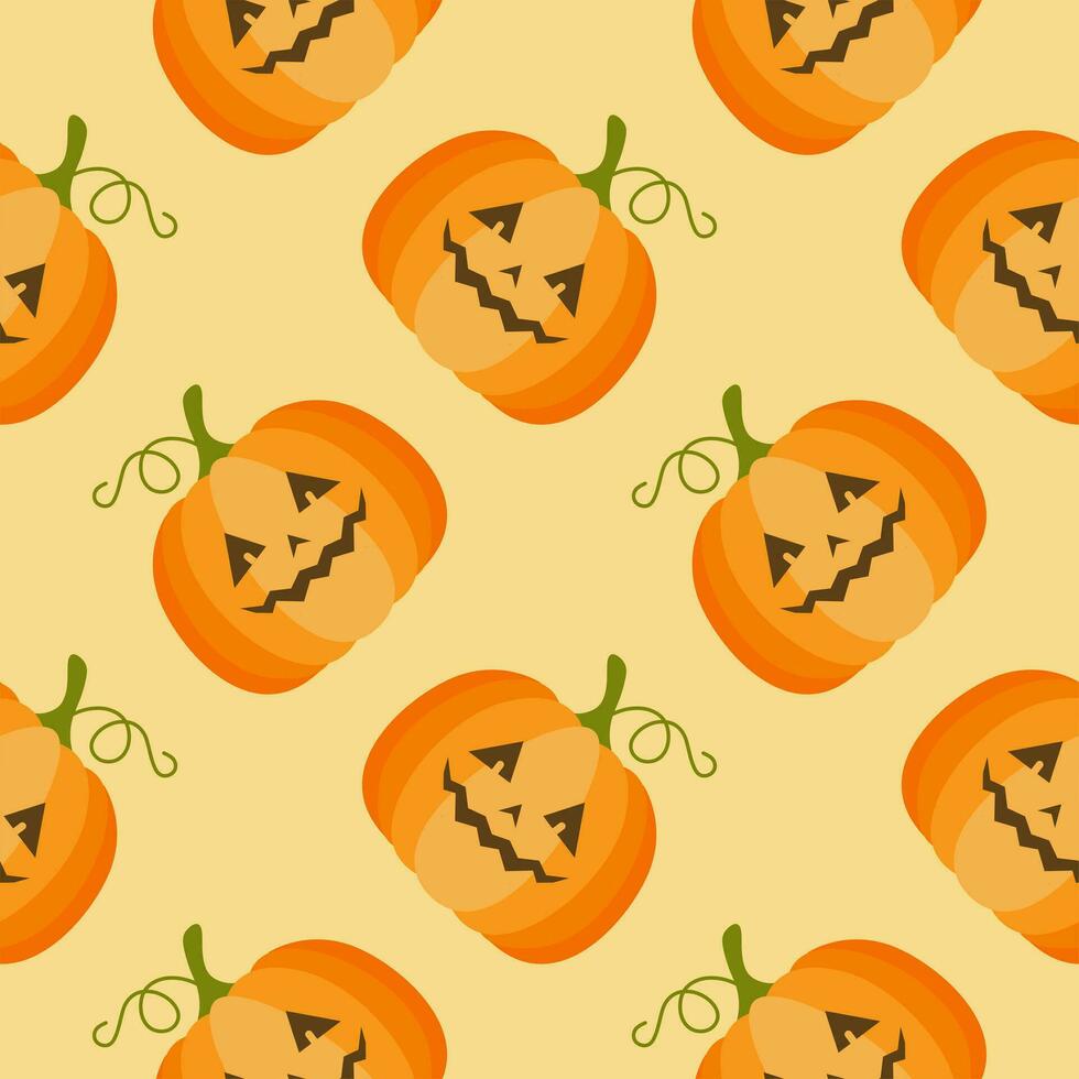 linda naranja Jack-o-lantern Víspera de Todos los Santos calabazas sin costura modelo vector