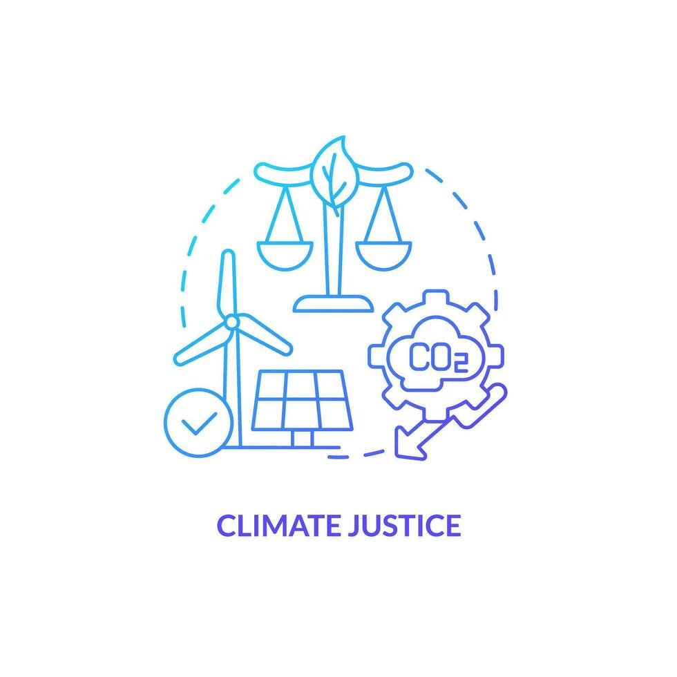 Gradient climate justice concept, isolated vector, thin line icon representing carbon border adjustment. vector