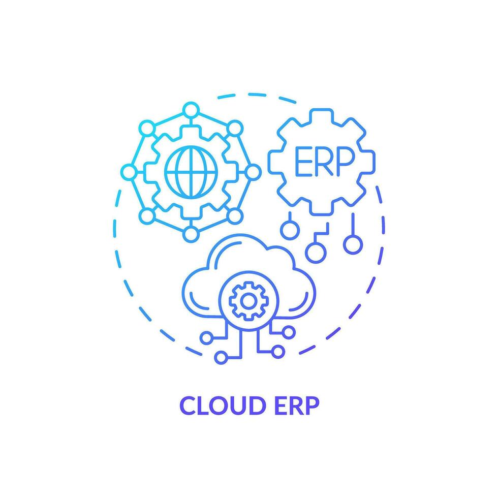 Gradient cloud ERP icon concept, isolated vector, enterprise resource planning thin line illustration. vector