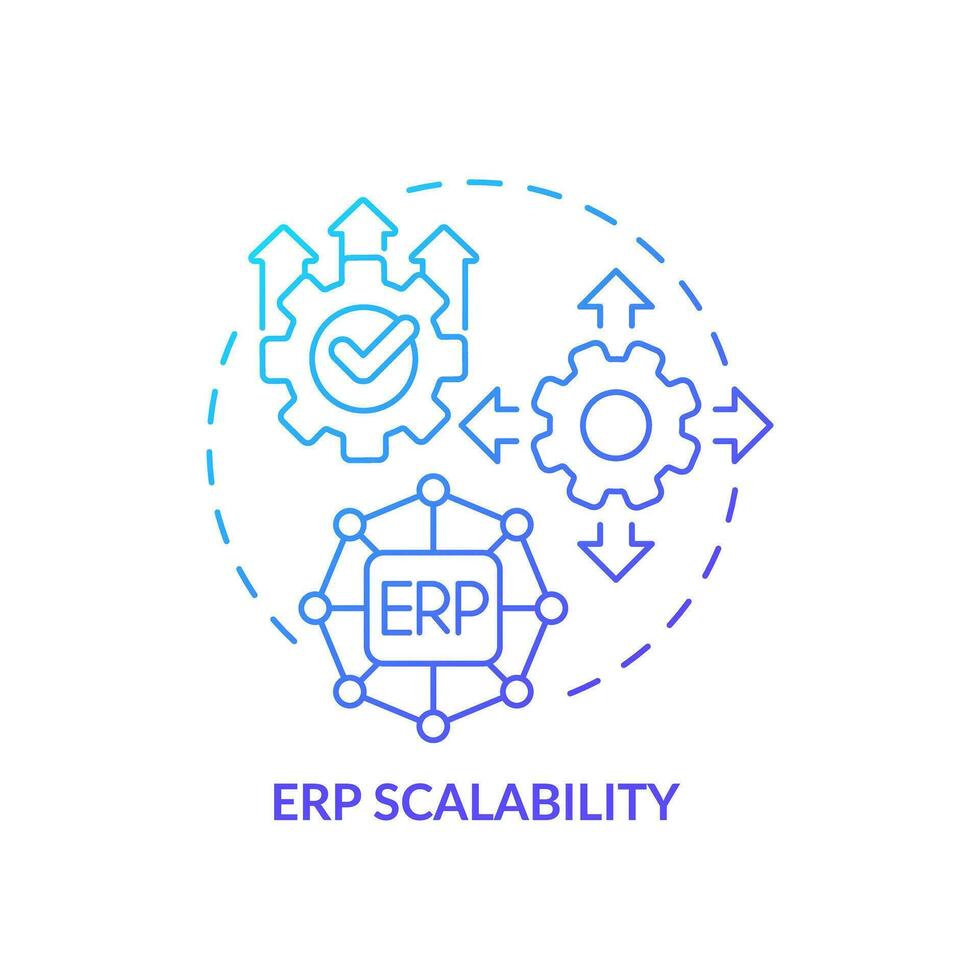 Gradient ERP scalability icon concept, isolated vector, enterprise resource planning thin line illustration. vector