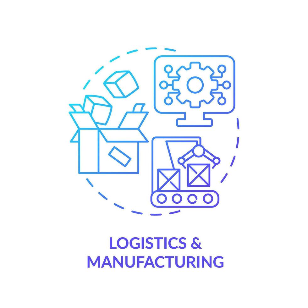 Gradient logistics and manufacturing icon concept, isolated vector, enterprise resource planning thin line illustration. vector