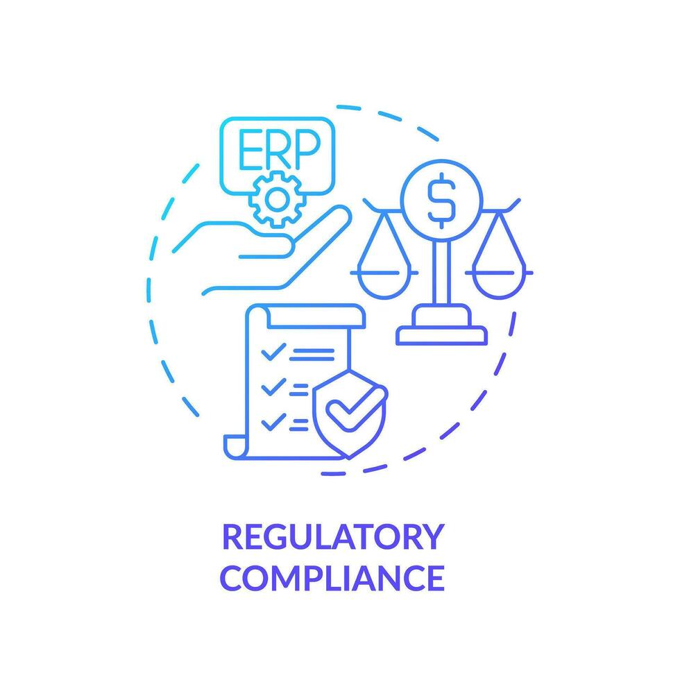 Gradient regulatory compliance icon concept, isolated vector, enterprise resource planning thin line illustration. vector