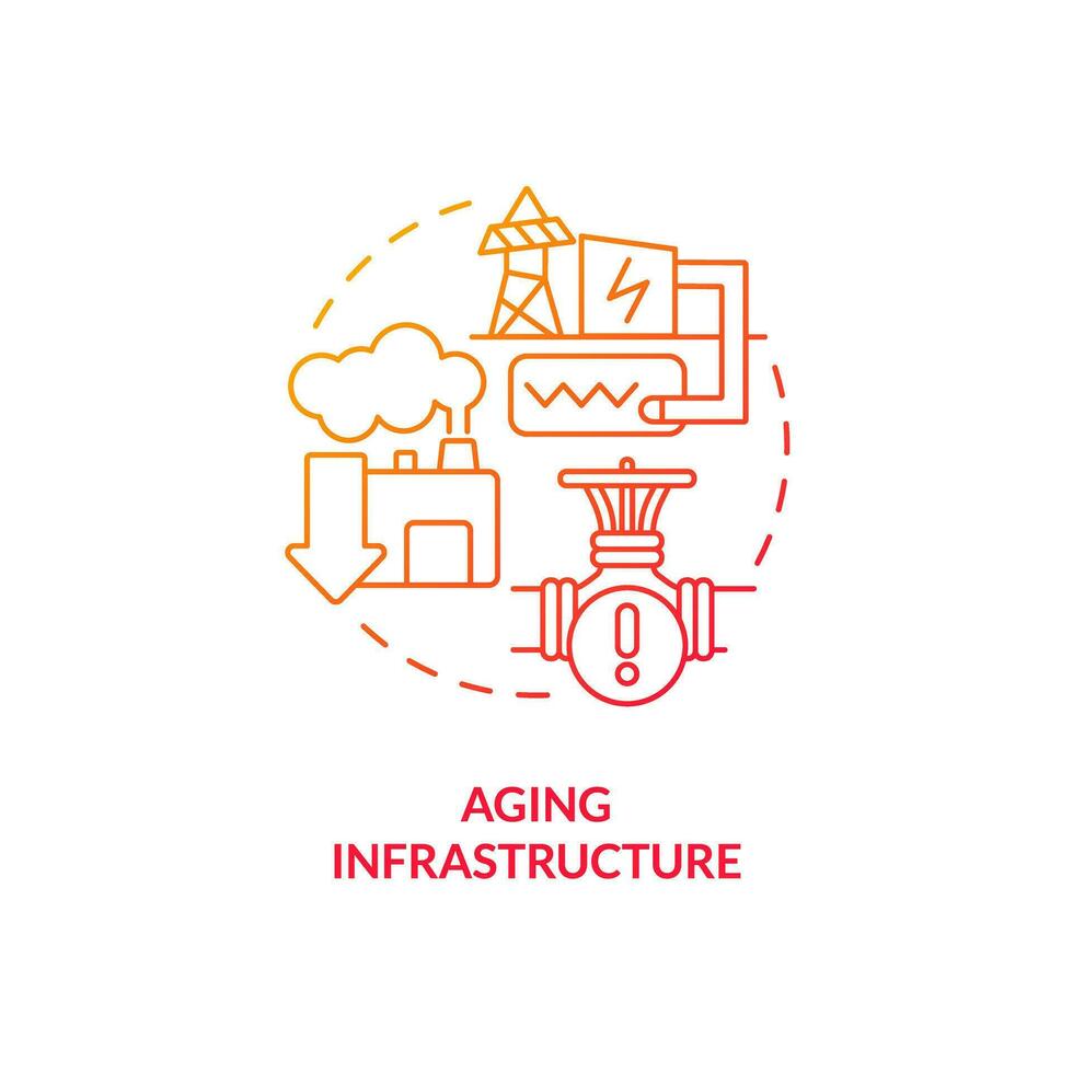 Gradient aging infrastructure concept, isolated vector, thin line icon representing carbon border adjustment. vector