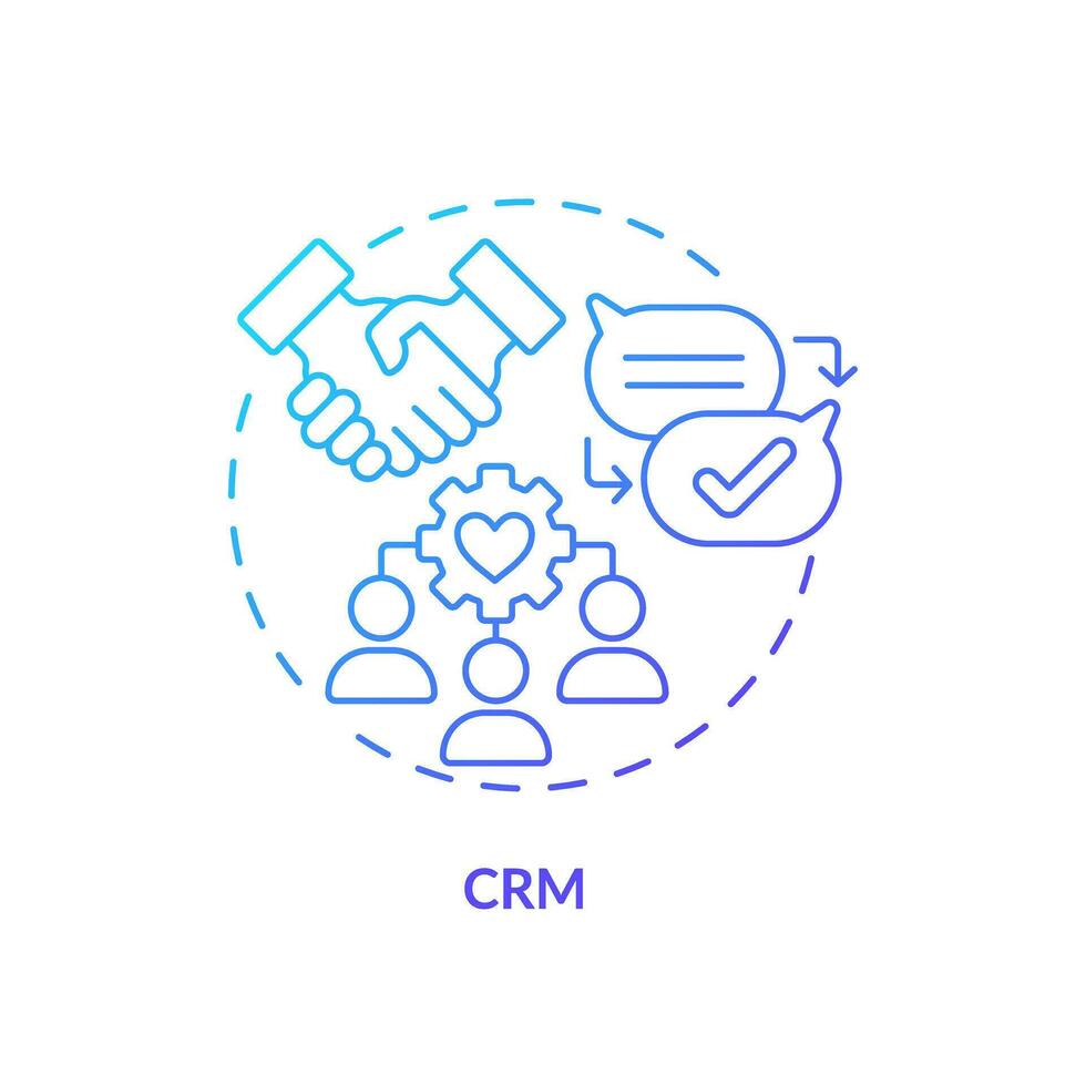 Gradient CRM icon concept, isolated vector, enterprise resource planning thin line illustration. vector