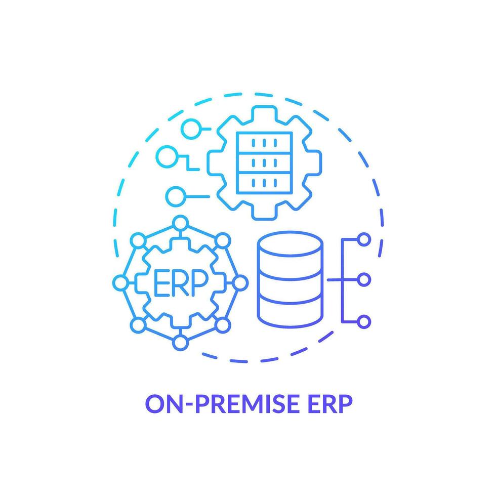 Gradient on-premise ERP icon concept, isolated vector, enterprise resource planning thin line illustration. vector