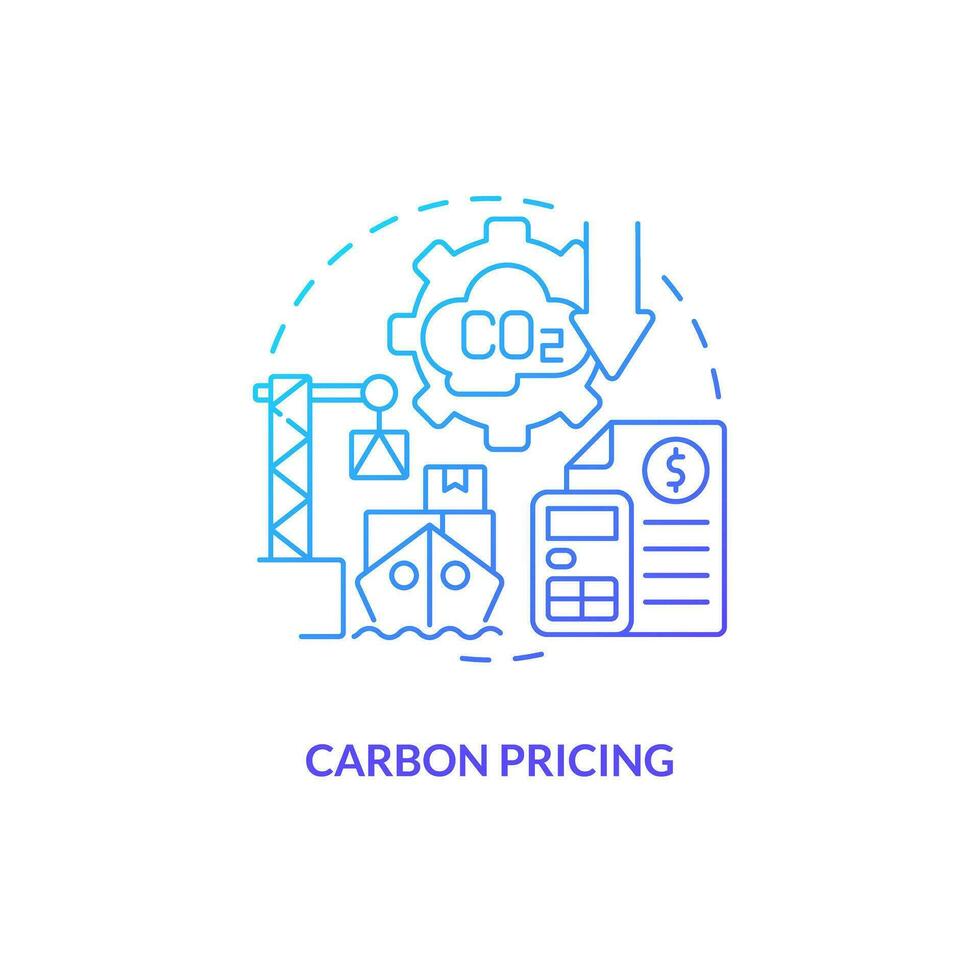 Gradient carbon pricing concept, isolated vector, thin line icon representing carbon border adjustment. vector