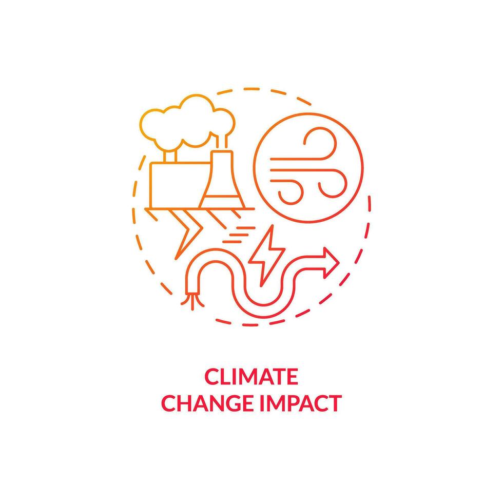 Gradient climate change impact concept, isolated vector, thin line icon representing carbon border adjustment. vector