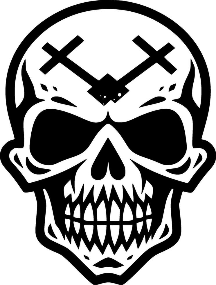 Skull, Black and White Vector illustration