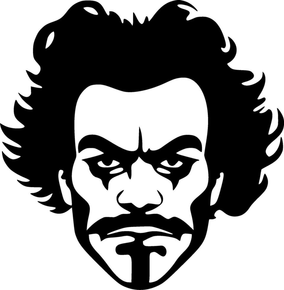 Clown, Black and White Vector illustration