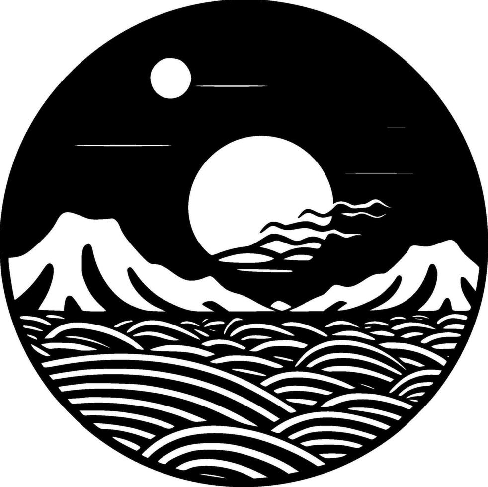 Oceano - negro y blanco aislado icono - vector ilustración