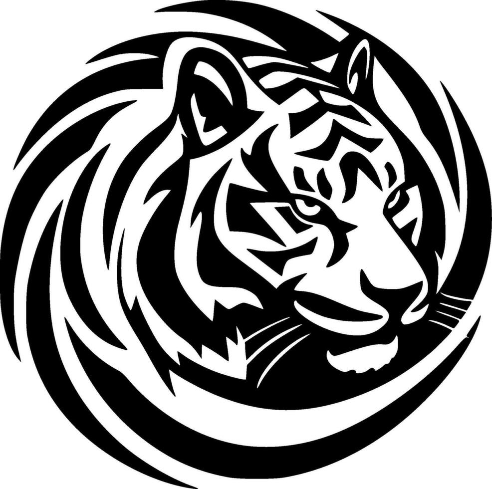 Tigre - negro y blanco aislado icono - vector ilustración