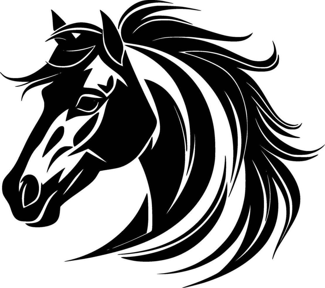 Horse, Black and White Vector illustration