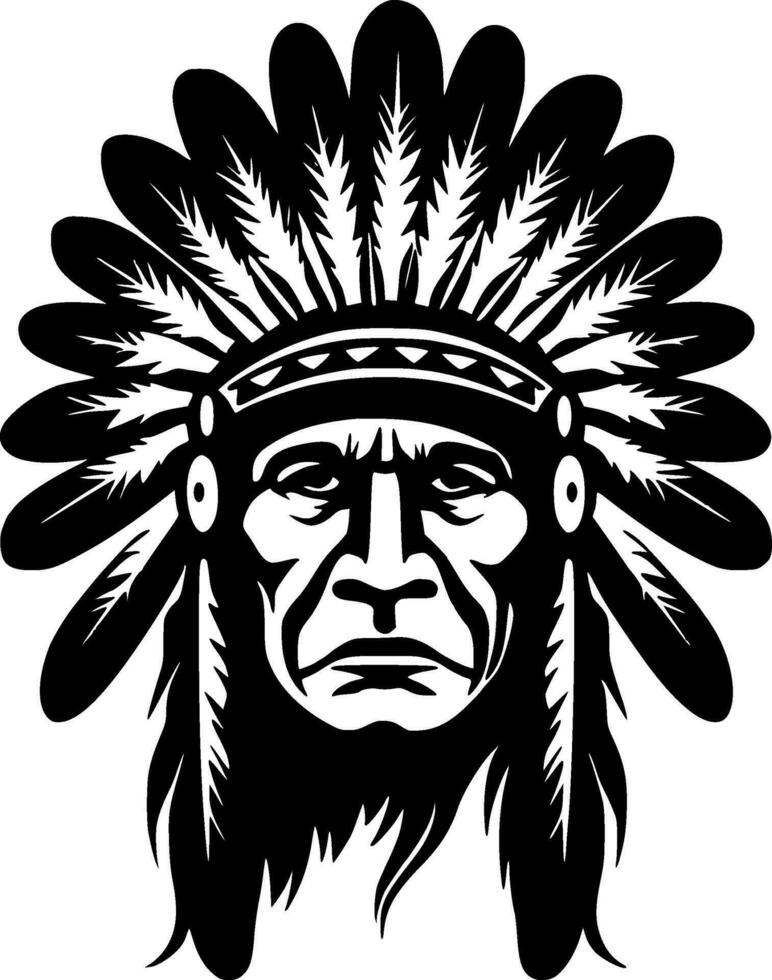 Indian Chief, Minimalist and Simple Silhouette - Vector illustration