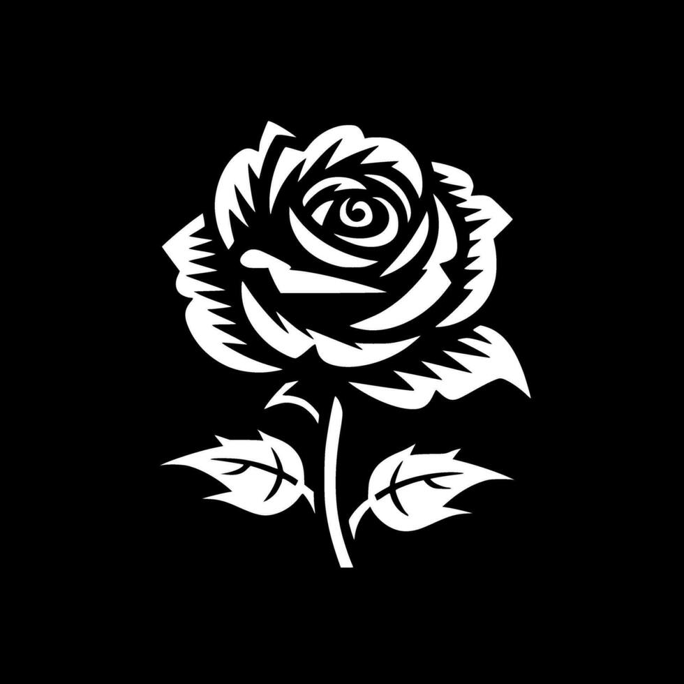 Rose - Black and White Isolated Icon - Vector illustration