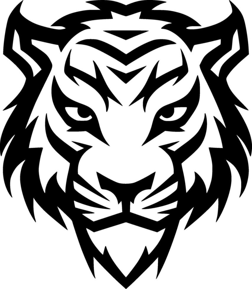 Tigre - negro y blanco aislado icono - vector ilustración