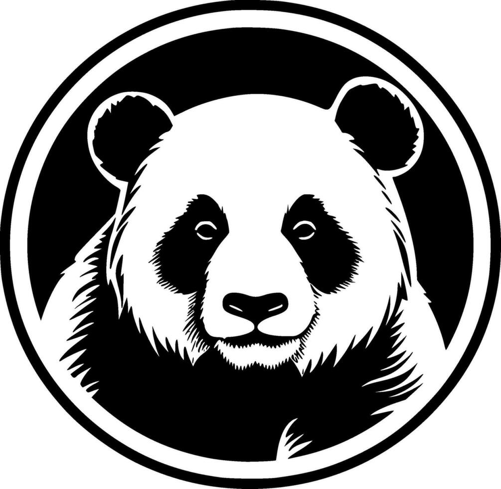 panda - negro y blanco aislado icono - vector ilustración