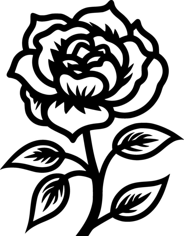 Flower, Black and White Vector illustration