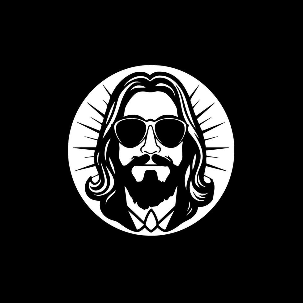 Hippie, Black and White Vector illustration