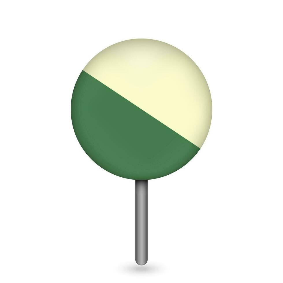 Map pointer with Department of Huanuco Flag. Peru. Vector Illustration.