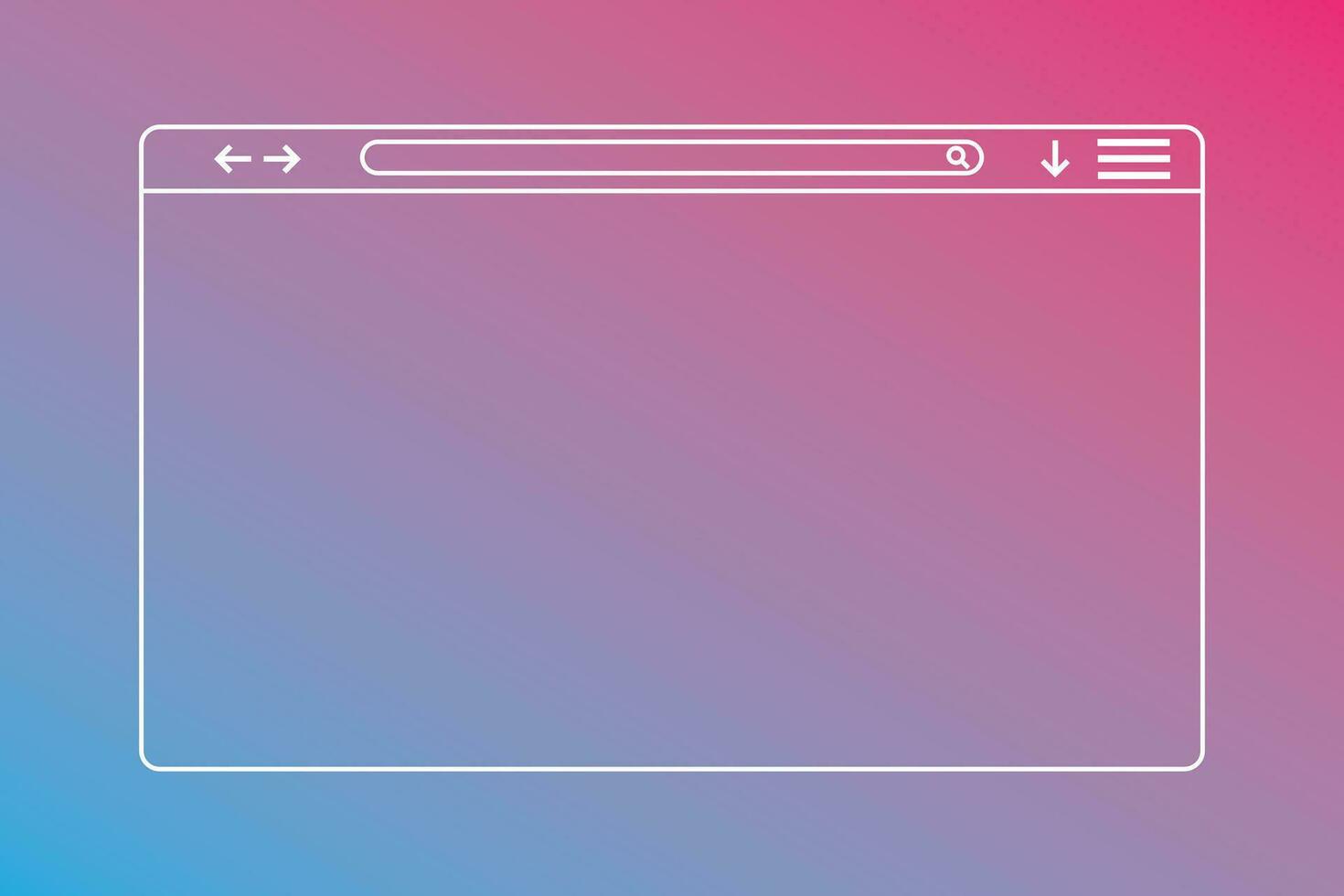 Web browser window. Website interface template. Outline browser social media style. Simple linear design web window mockup. Search bar with magnifying glass and arrows. vector