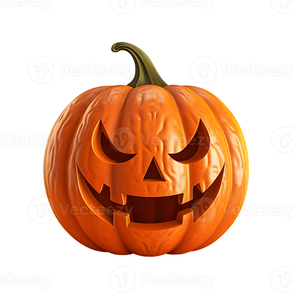 A carved halloween pumpkin with evil eyes and face isolated. AI Generated png