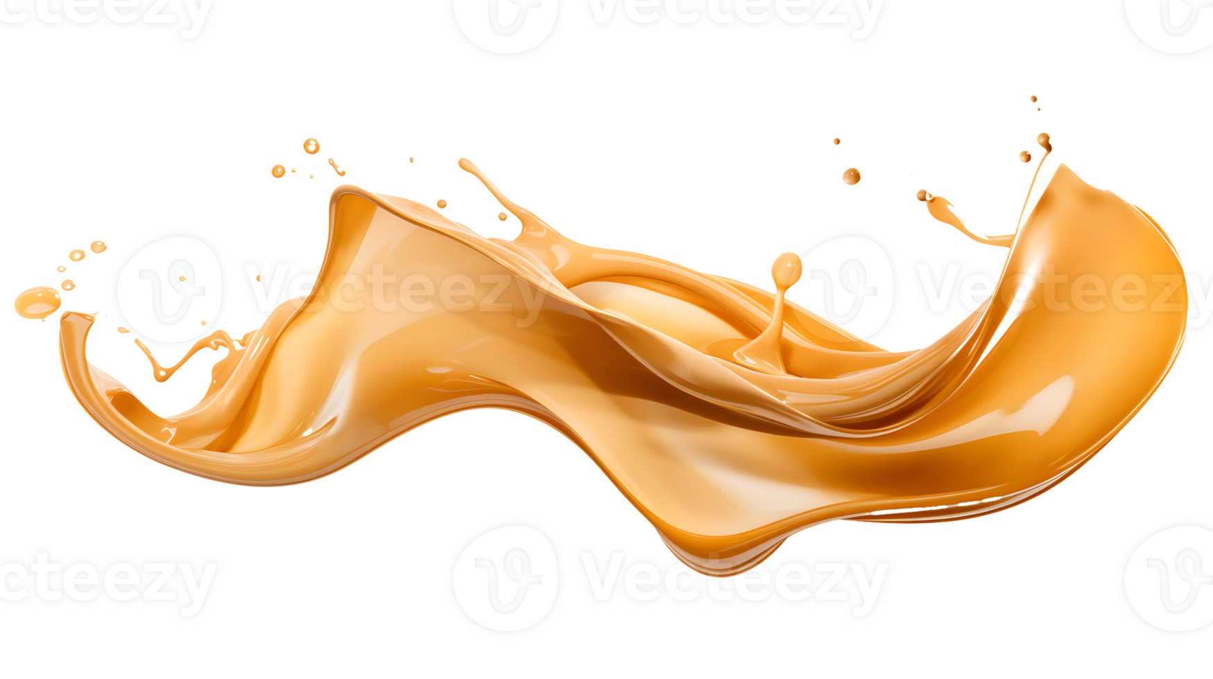 Caramel splash on transparent. AI Generated png