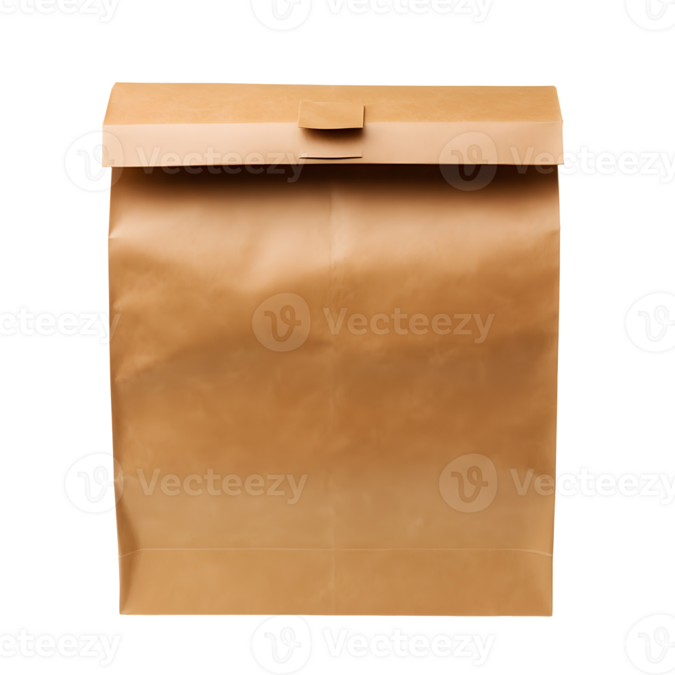 Craft paper pouch bag front view isolated. AI Generated 28172675 PNG