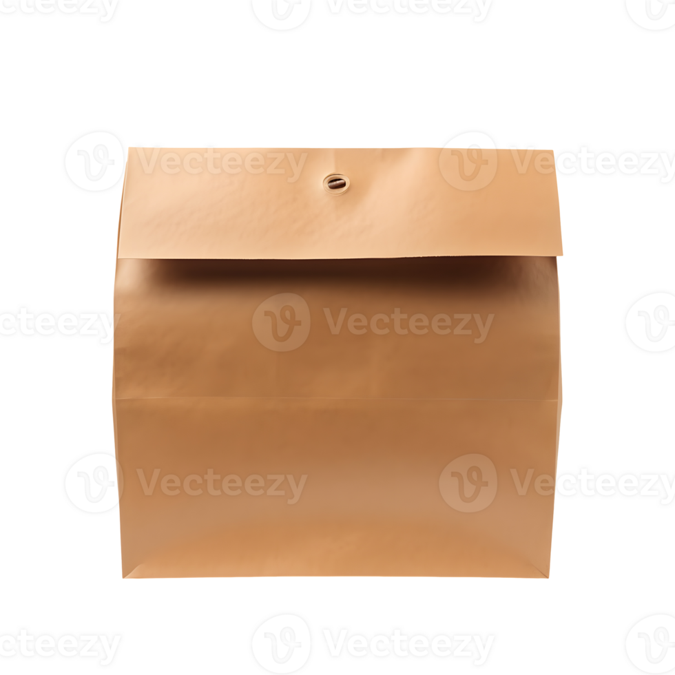 Craft paper pouch bag front view isolated. AI Generated png