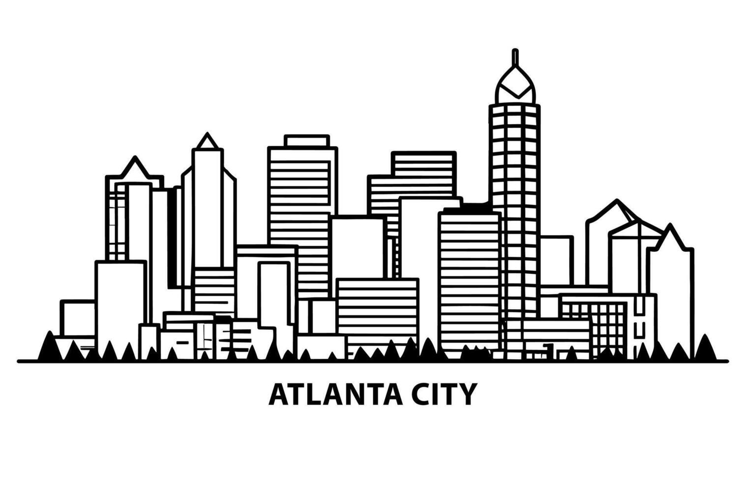 Flat Vector Illustration of Atlanta City, Atlanta City Skyline.