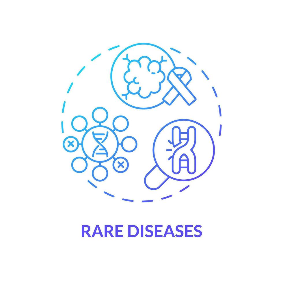 Rare diseases blue gradient concept icon. Identifying genetic basis of potential illness. Application of precision medicine abstract idea thin line illustration. Isolated outline drawing vector