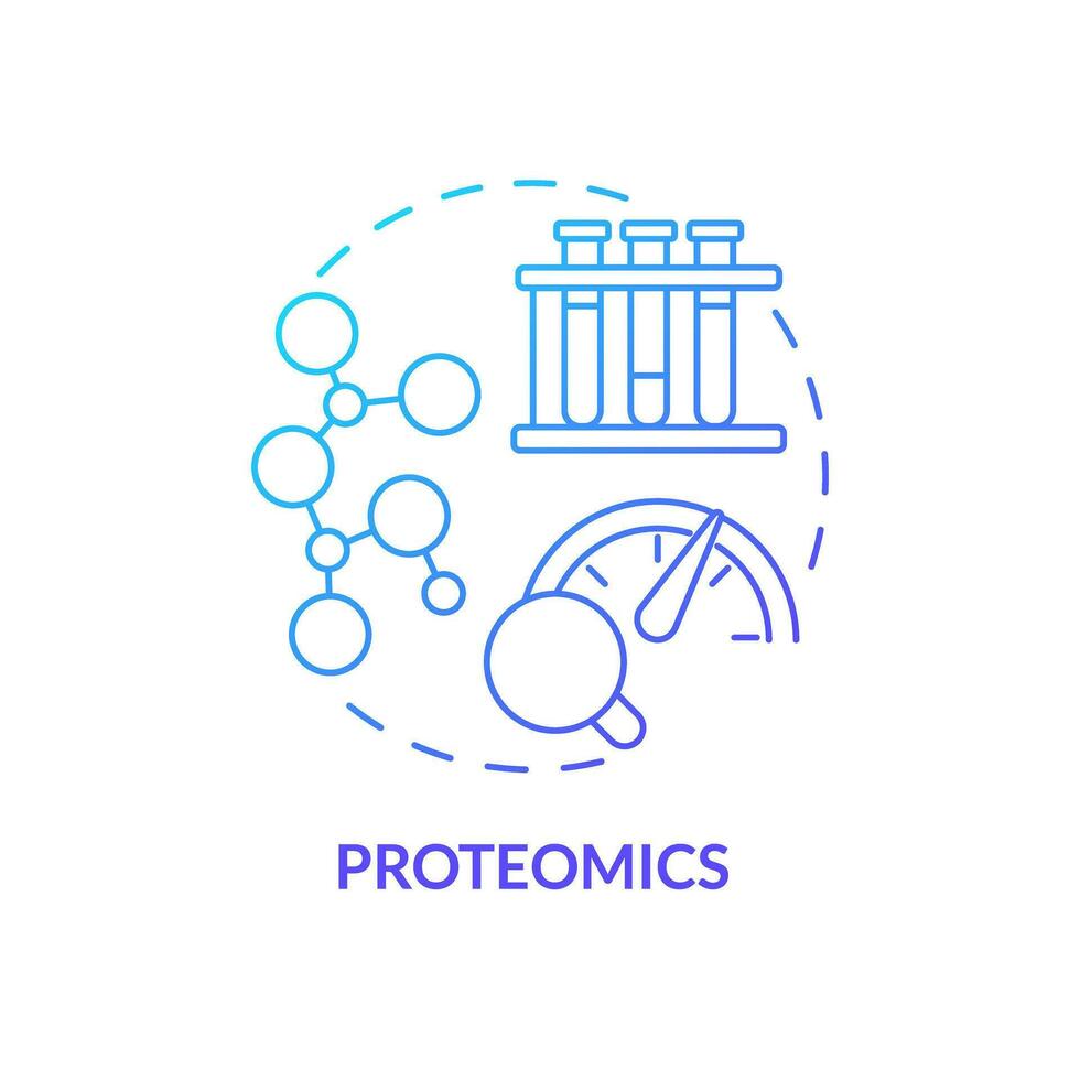 Proteomics blue gradient concept icon. Patient proteins studying. Diagnostics in precision medicine. Technological advance abstract idea thin line illustration. Isolated outline drawing vector
