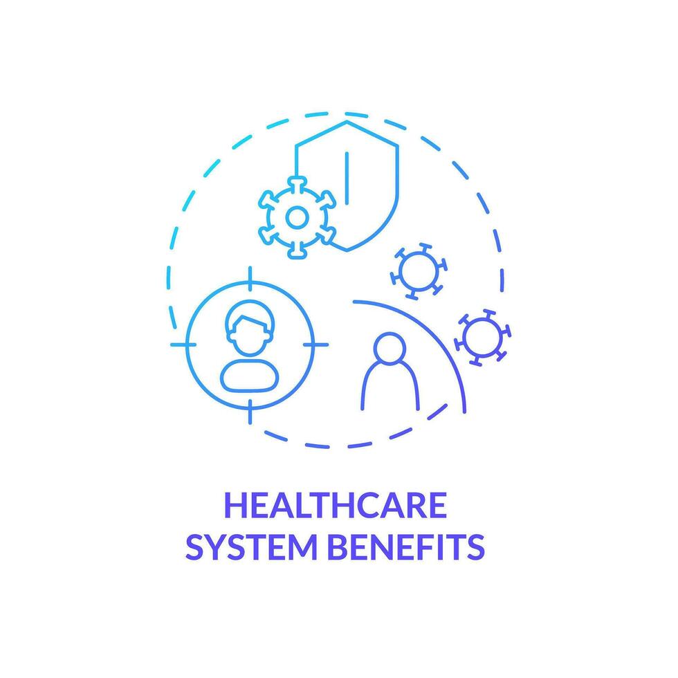 Healthcare system benefits blue gradient concept icon. Disease management development. Advantage of precision medicine abstract idea thin line illustration. Isolated outline drawing vector