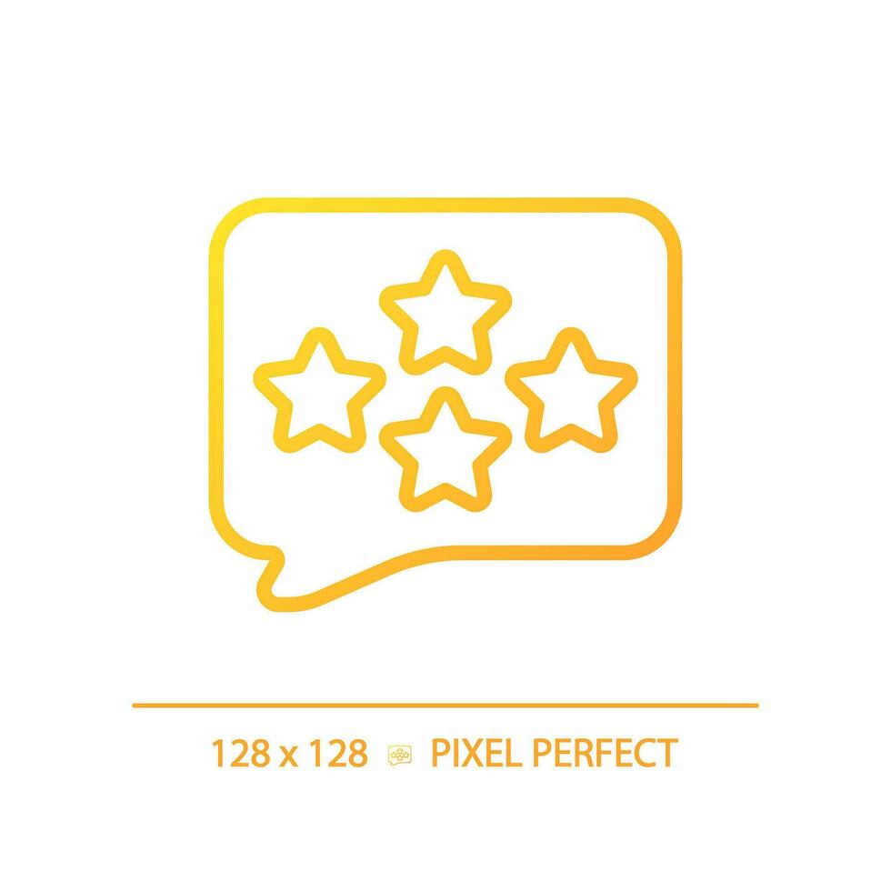 Comment with assess pixel perfect gradient linear vector icon. Writing feedback about customer service. Business rating. Thin line color symbol. Modern style pictogram. Vector isolated outline drawing