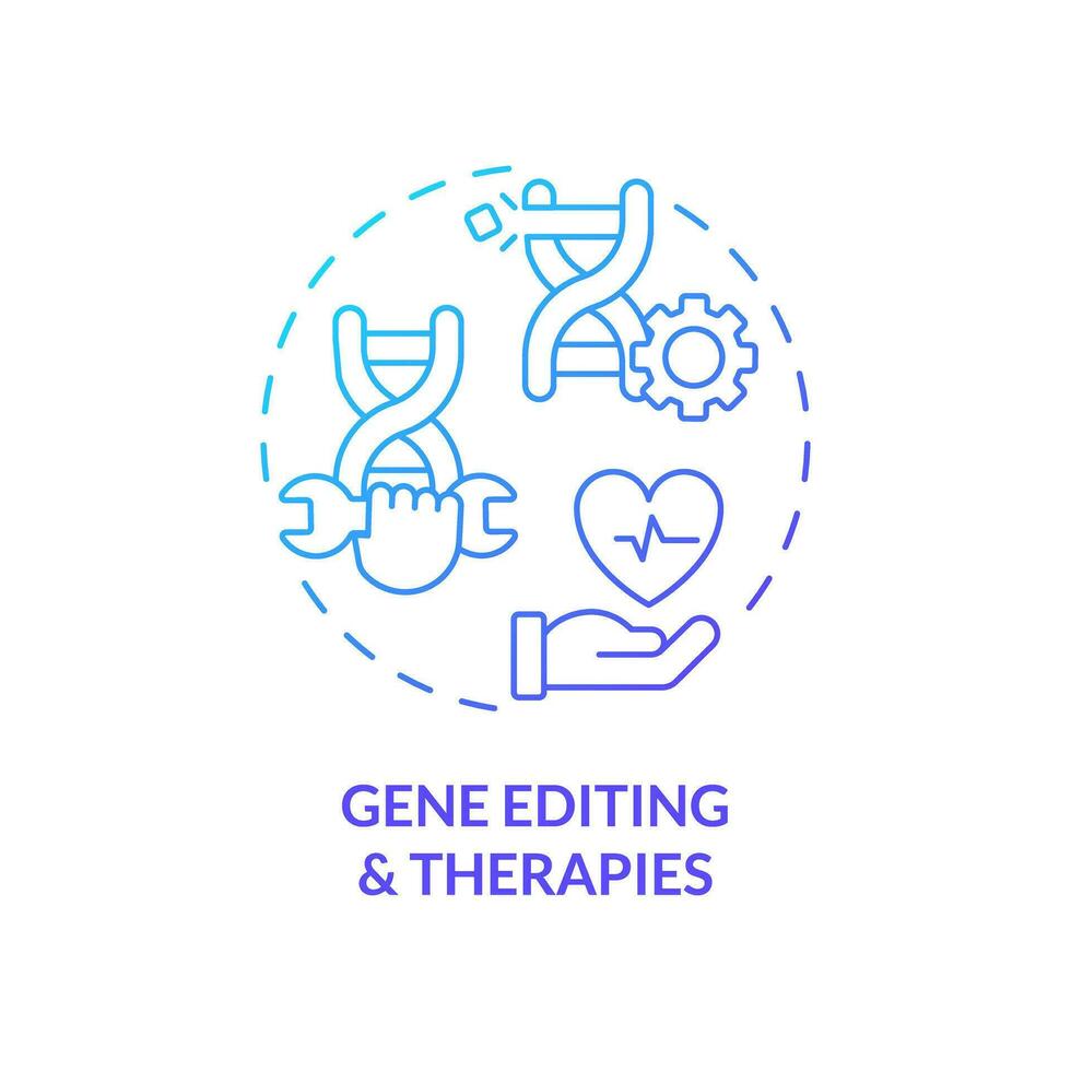 Gene editing and therapies blue gradient concept icon. Ability to change organism DNA. Healthcare technology. Genomic medicine abstract idea thin line illustration. Isolated outline drawing vector