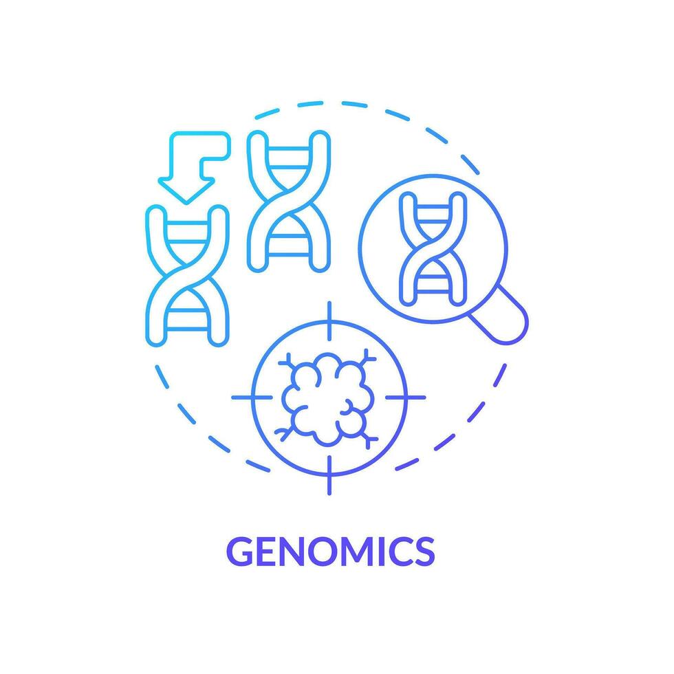 genómica azul degradado concepto icono. identificando genético variaciones. prevención de potencial enfermedades riesgo. precisión medicina factor resumen idea Delgado línea ilustración. aislado contorno dibujo vector