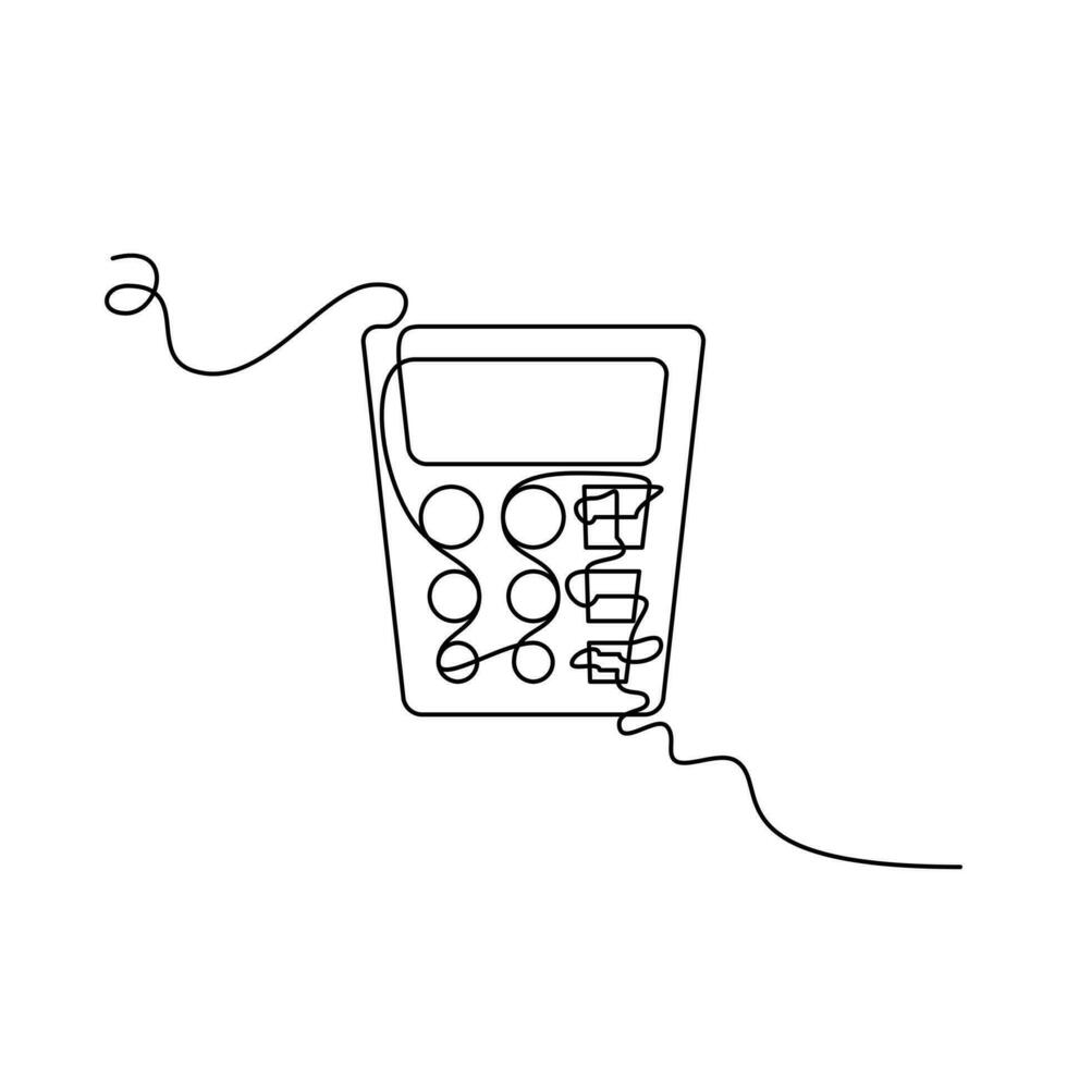 calculator illustration. one line continuous art. sketch, unique, line art concept. used for icon, symbol, sign, decoration, print vector