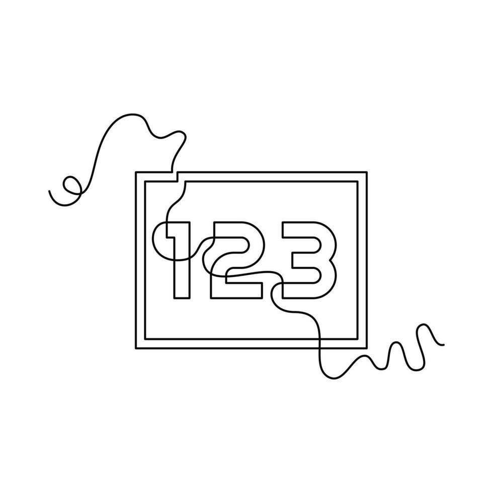 board and number 1, 2, 3 illustration. one line continuous art. sketch, unique, line art concept. used for icon, symbol, sign, decoration, print vector