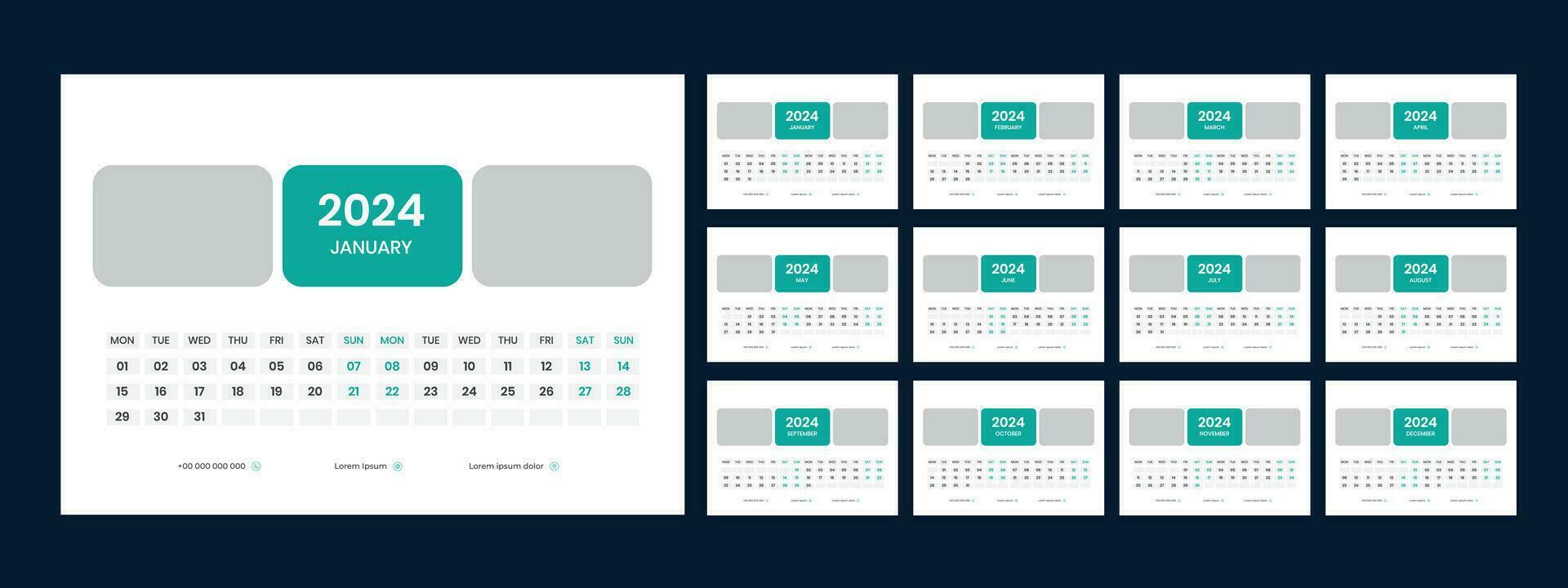 Desk Calendar Template 2024 vector