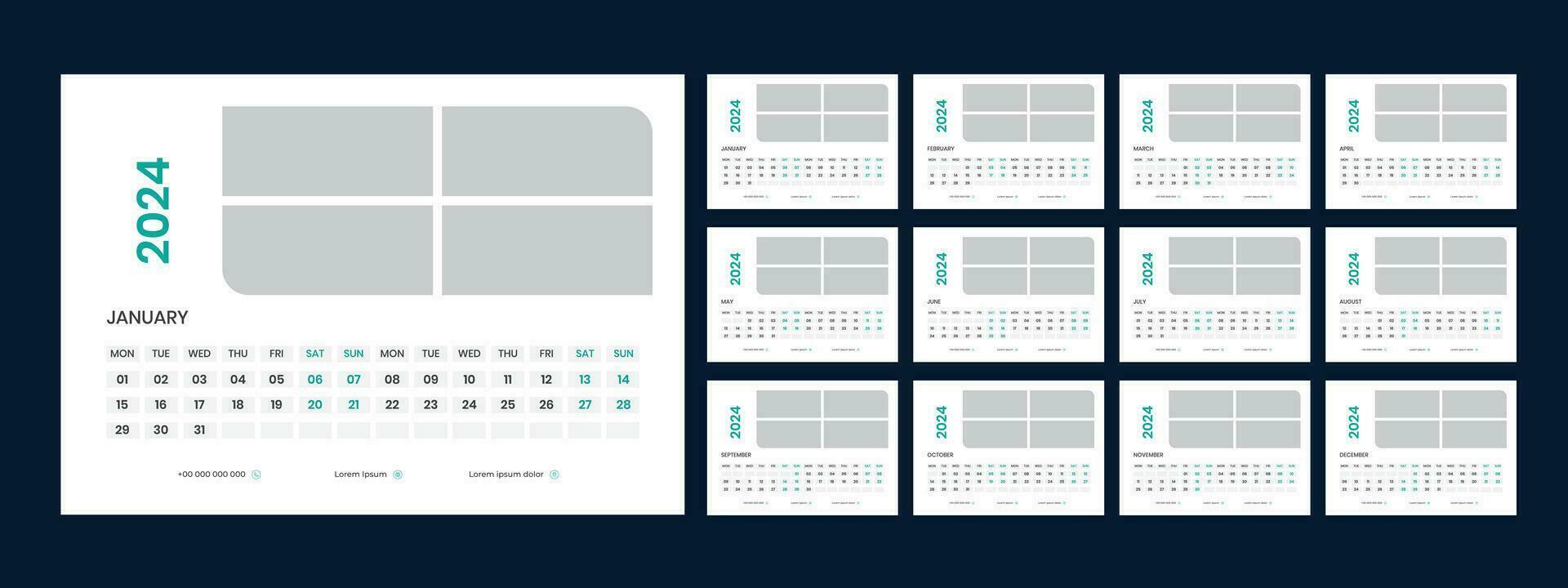 escritorio calendario modelo 2024 vector