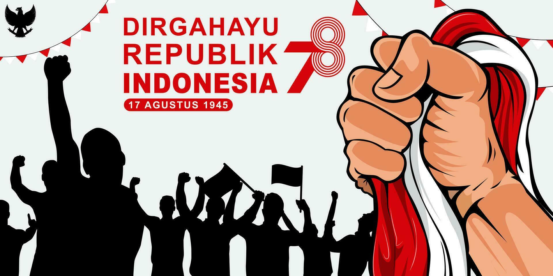 bandera saludo dirgahayu republik Indonesia ke-78, cuales medio 78º independencia día de república Indonesia vector