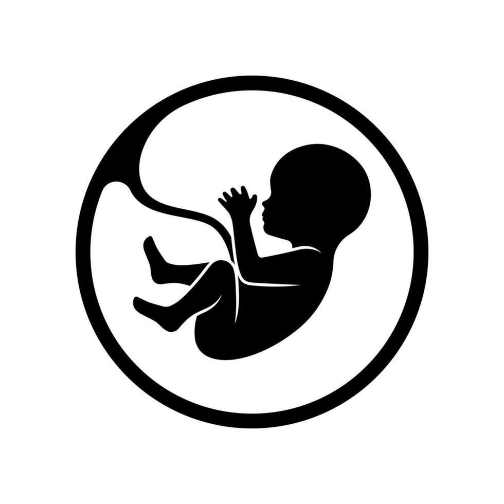 Baby fetus silhouette. Embryo human sign. vector