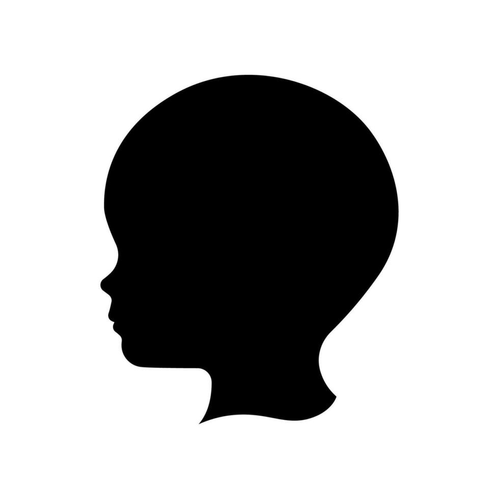 Baby head silhouette vector. Side view baby head. vector