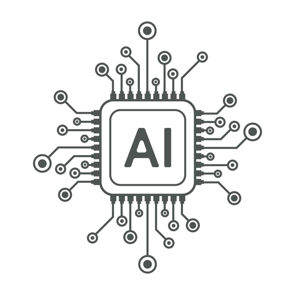 Artificial intelligence circuit line style. Machine learning design. Smart network digital technology. AI. Vector illustration