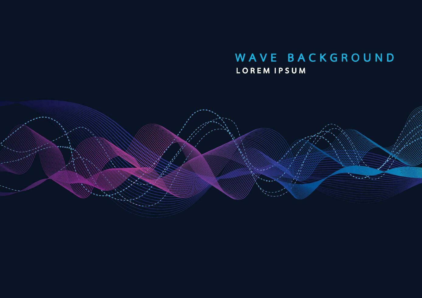 Abstract background with dynamic particle sound waves. Wave of musical soundtrack for record. Vector illustration